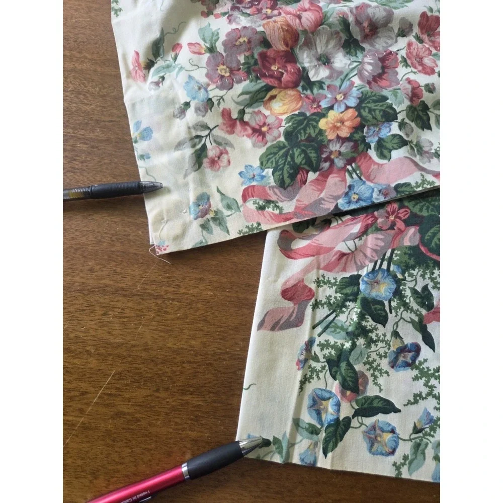 Vtg Croscill English Garden Panels Set Five Piece Curtains Valance Cottagecore